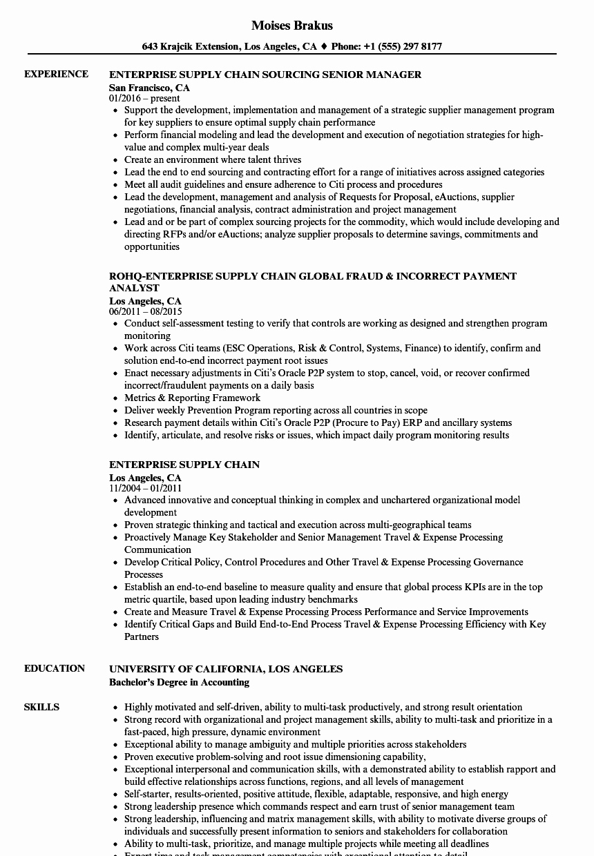 Supply Chain Resume Sample How to Write An Effective