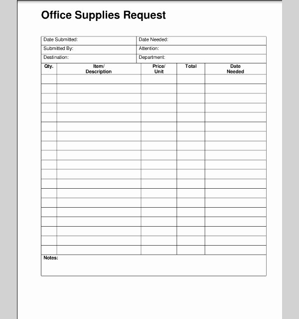 Supply Request form Template Of Supply Request form