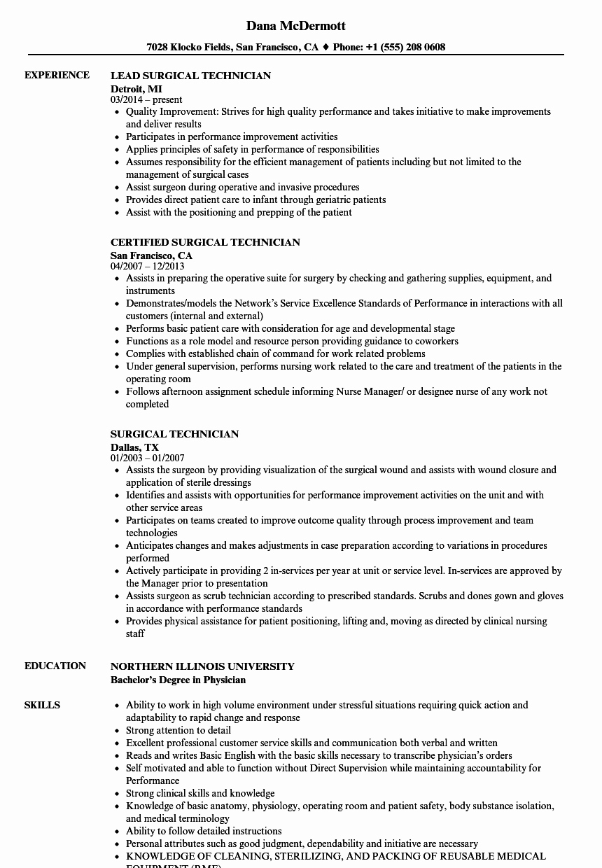 Surgical Technician Resume Samples