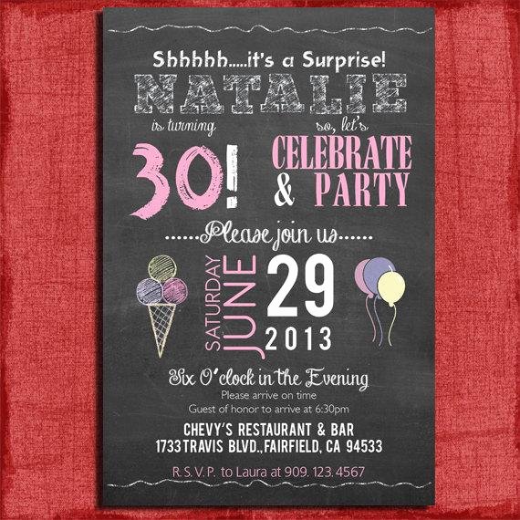 Surprise 21st 30th 40th 50th Chalkboard Style Birthday