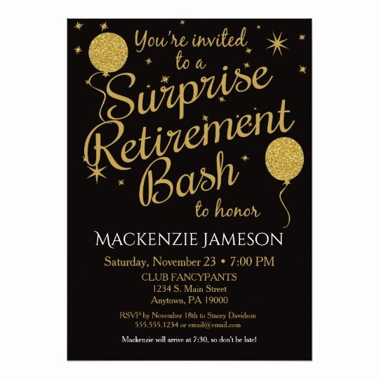 Surprise Retirement Party Invitation Gold Balloons