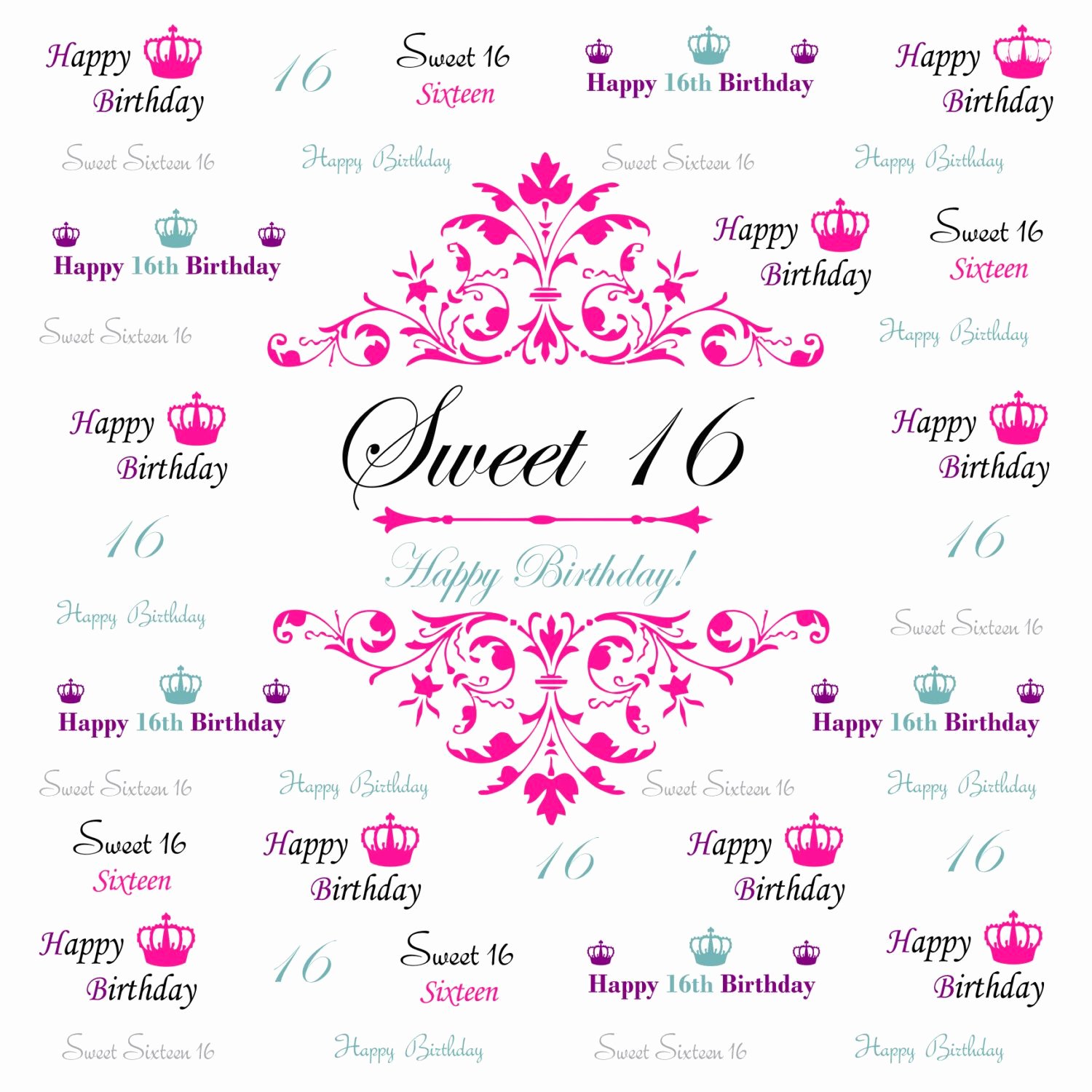 Sweet 16 Backdrop event Step and Repeat Backdrop