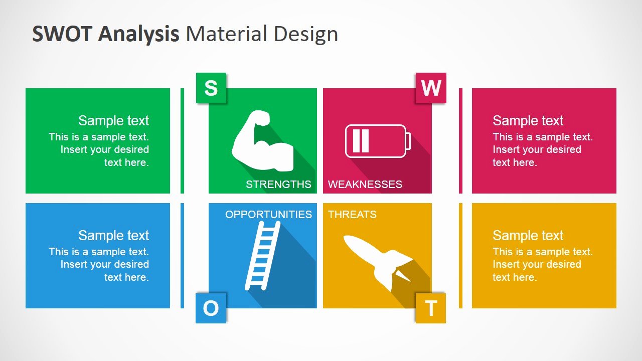 Swot Analysis Powerpoint Template with Material Design