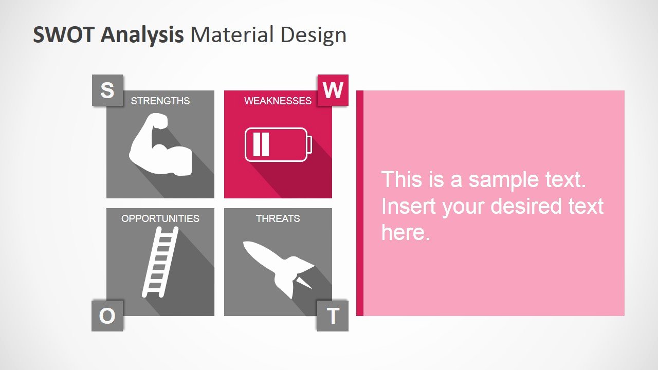 Swot Analysis Powerpoint Template with Material Design
