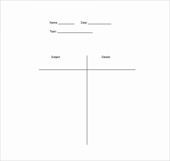T Chart Template