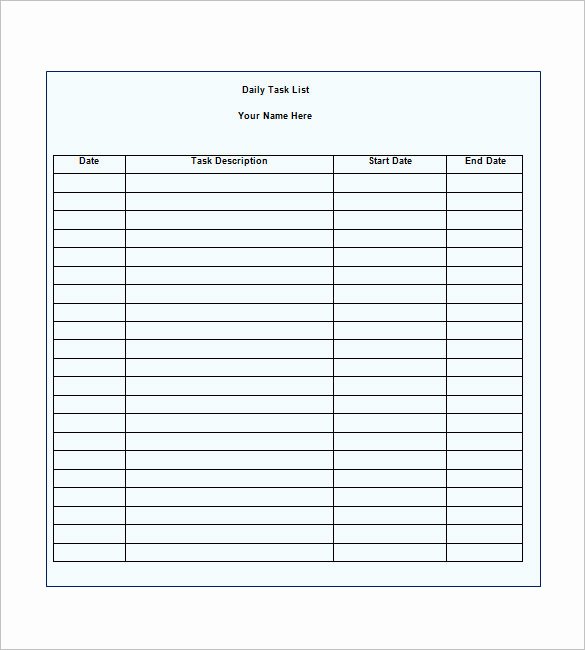 Task List Template 10 Free Word Excel Pdf format