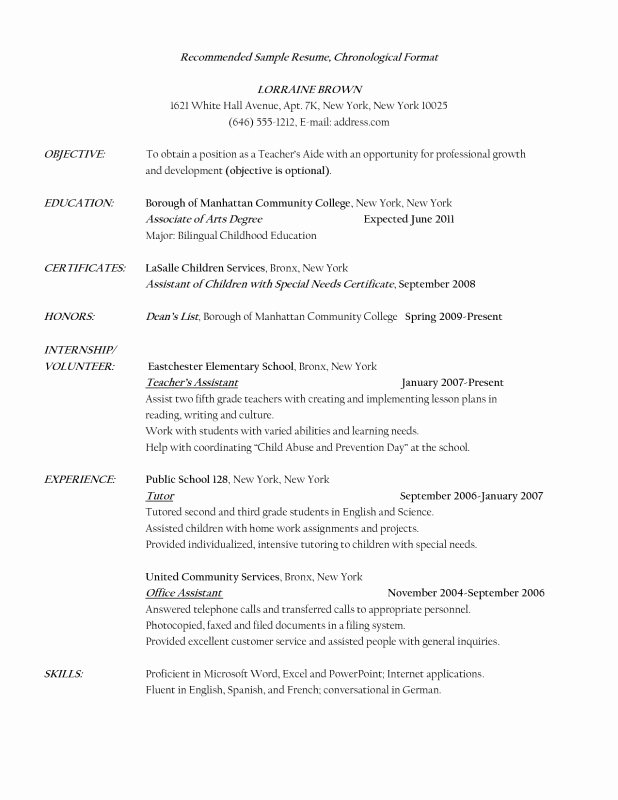 Teacher assistant Resume Objective Best Resume Collection