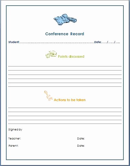 Teacher Parent Conference Record form