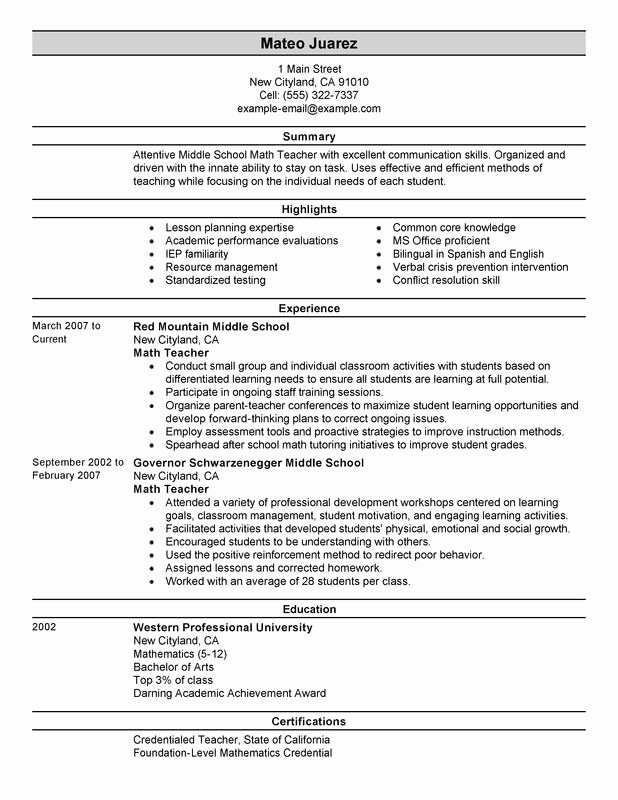 Teacher Resume Examples – Free to Try today
