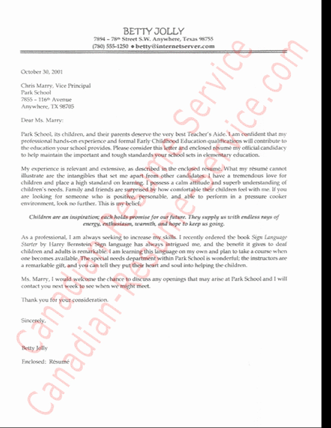 Teacher S Aide Cover Letter Sample or Teaching assistant