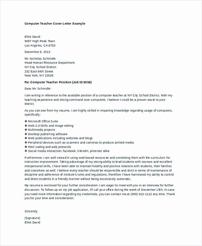 Teaching Cover Letter Examples for Successful Job Application
