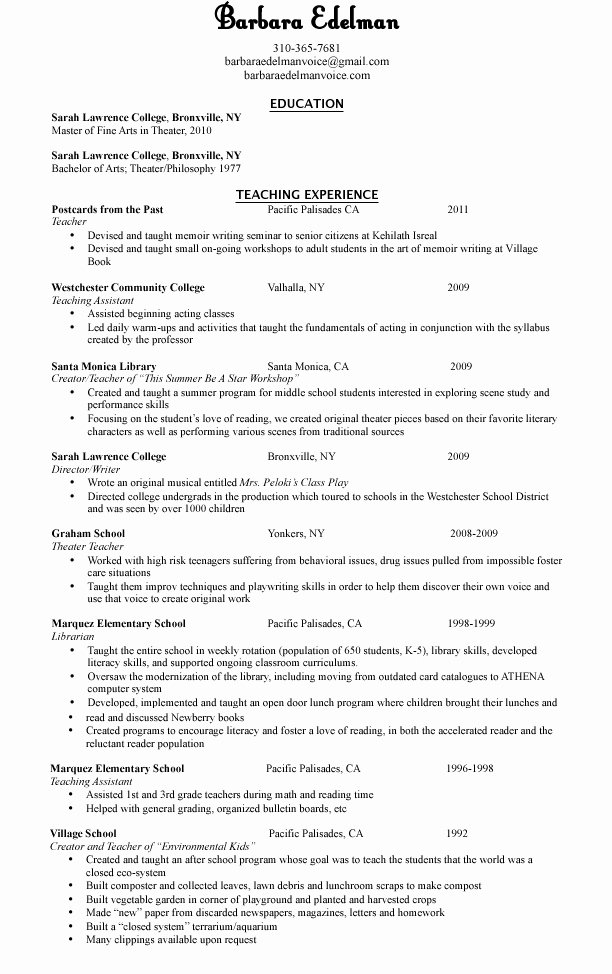 teaching resume