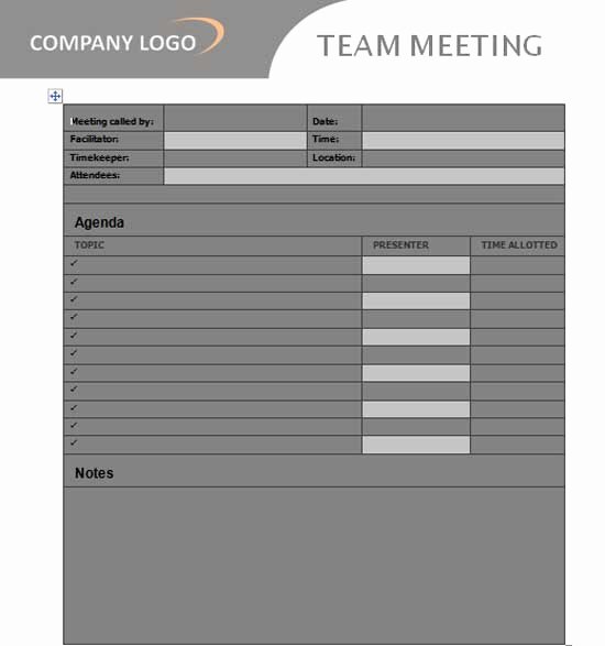 Team Meeting Agenda Template Microsoft Word Templates