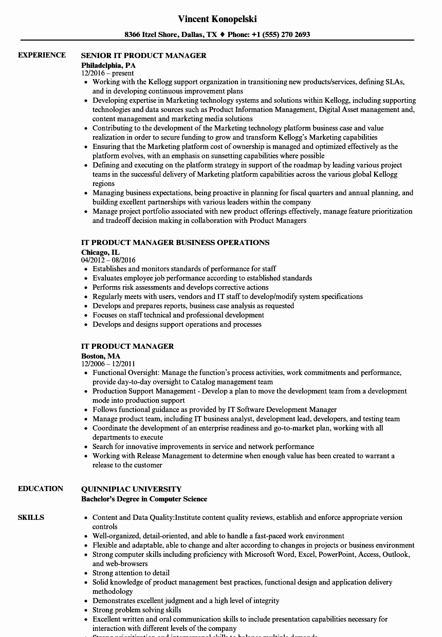 Technical Product Manager Resume Staruptalent