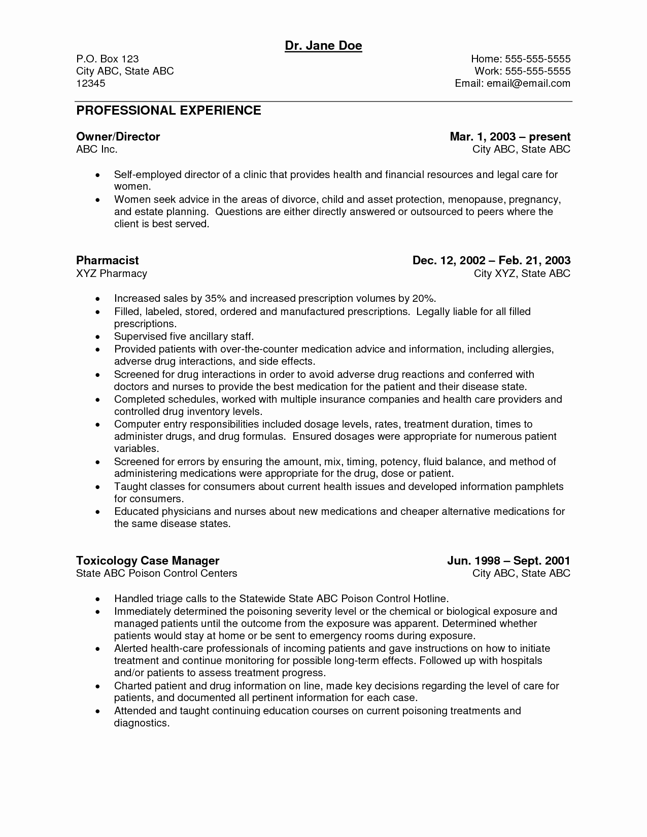 resume samples copy paste