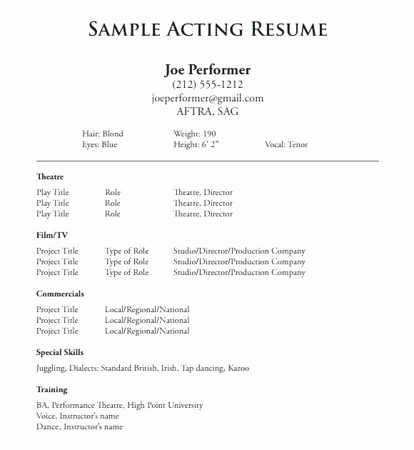 Technical theatre Resume Template