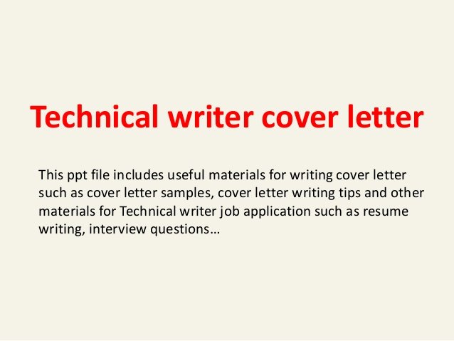 Technical Writer Cover Letter