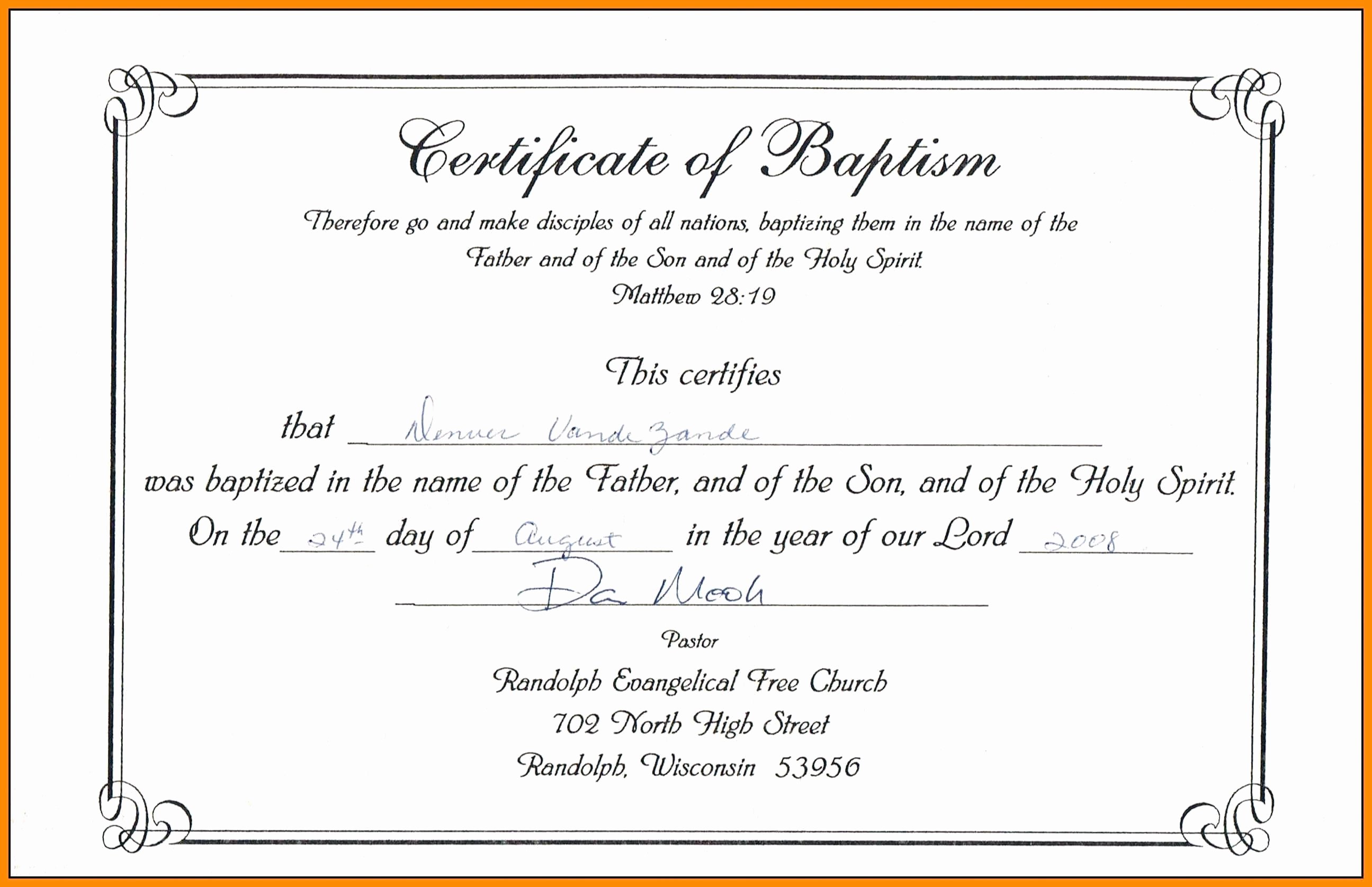 Template Baptismal Certificate Template