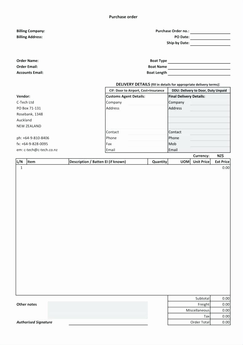 Template Blank Purchase order Template form Sample Excel