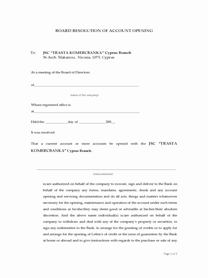 Corporate Resolution Template Microsoft Word – Letter Example Template