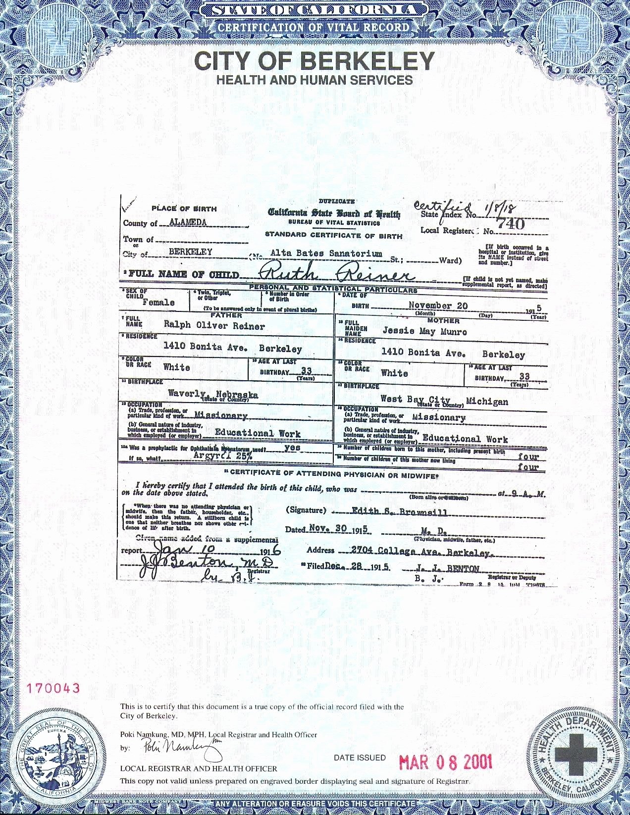 Template California Birth Certificate Template