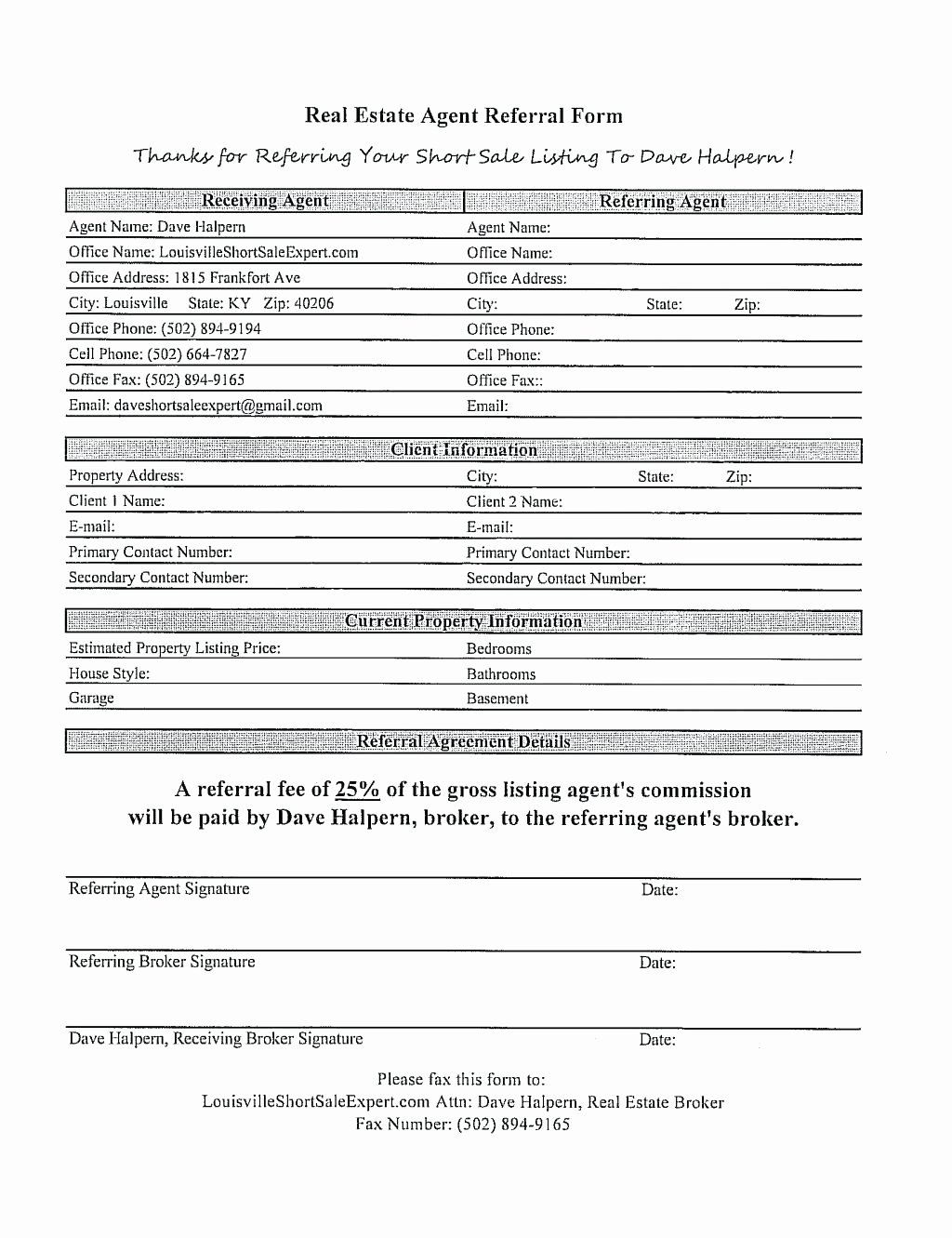 Template Client Referral form Template