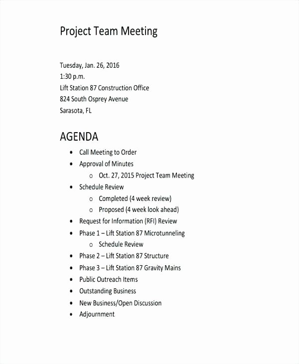 Template Construction Project Kickoff Meeting Agenda