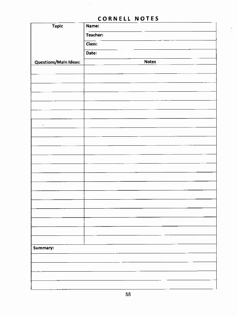 Template Cornell Note Template Word