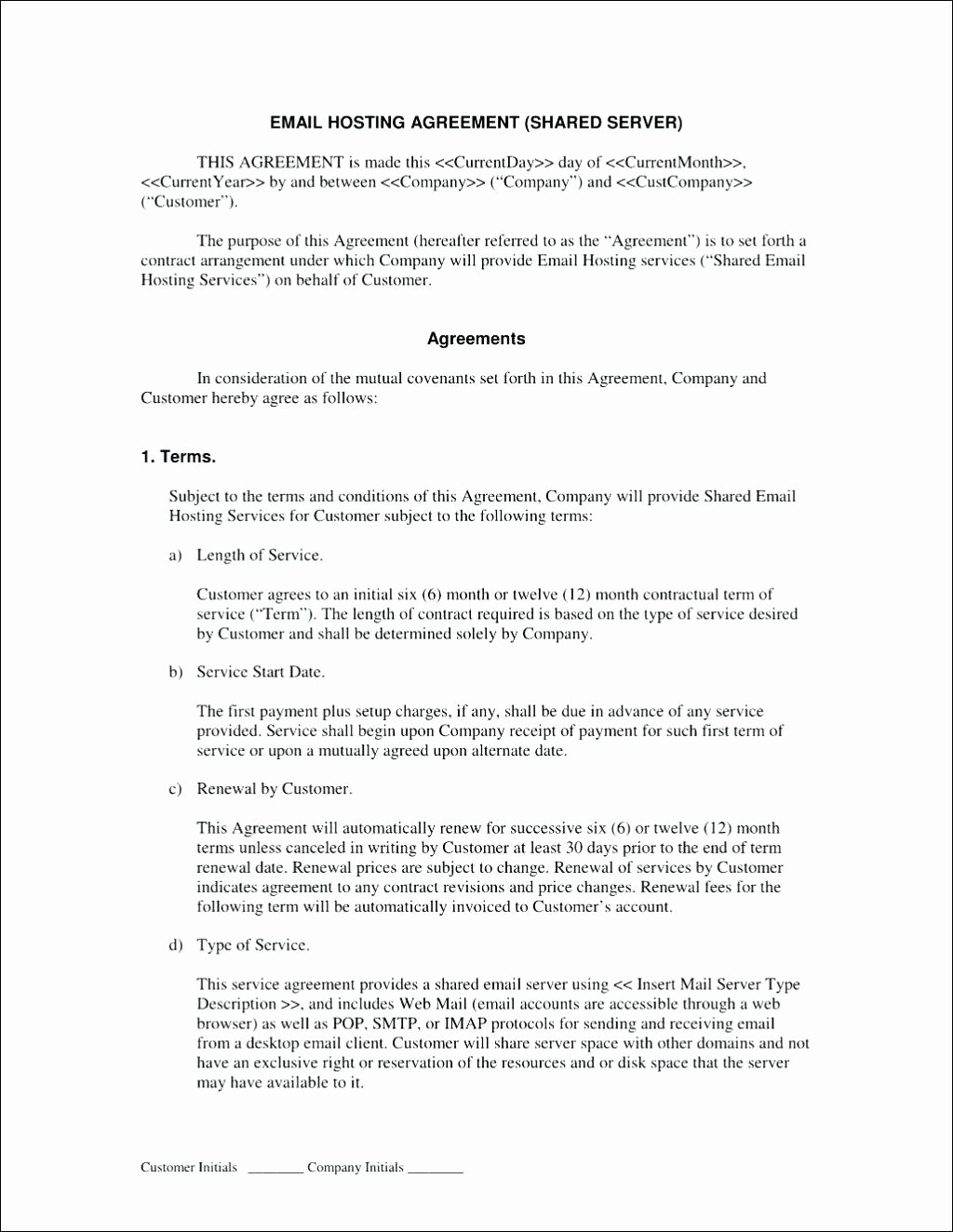 Template Customer Service Contract Template