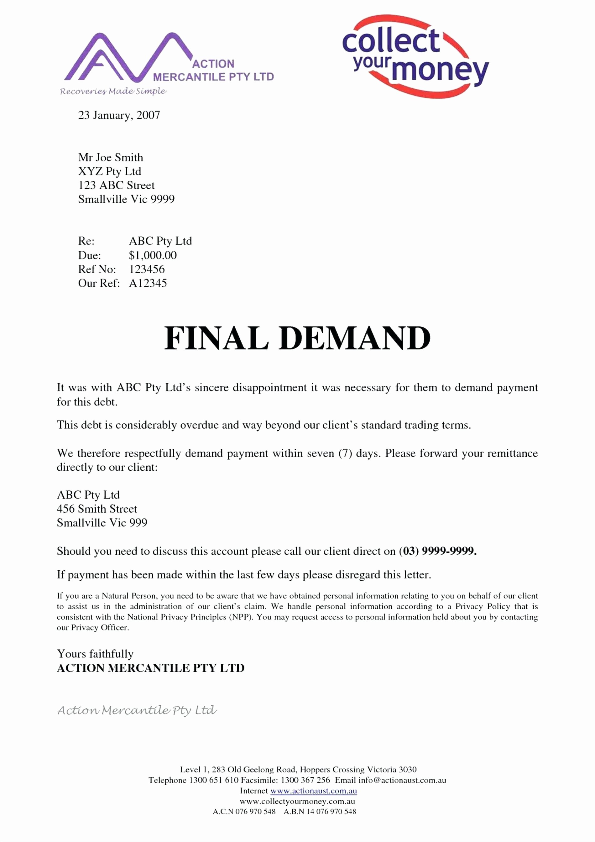 Template Demand Payment Letter Template
