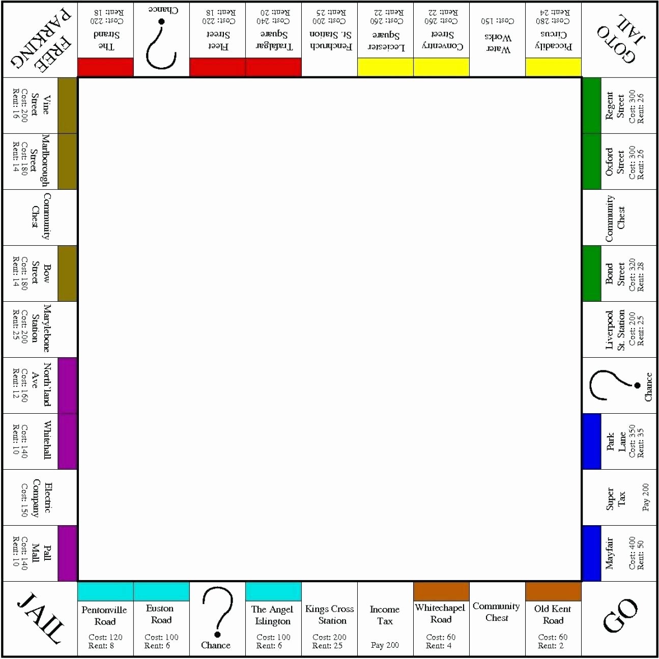 Template Editable Game Board Template