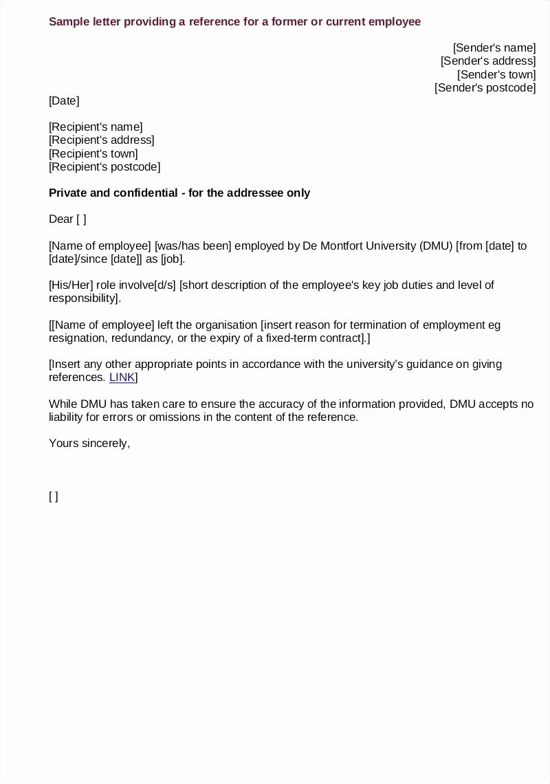 Template Employment Reference Letter Template