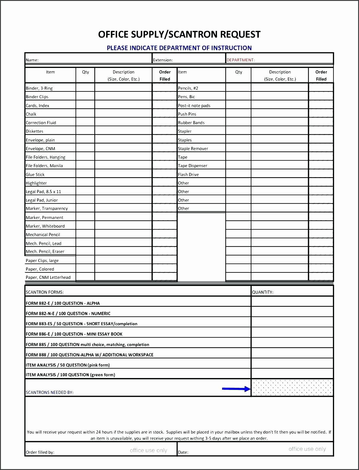 Template Fice Supplies List Template Checklist