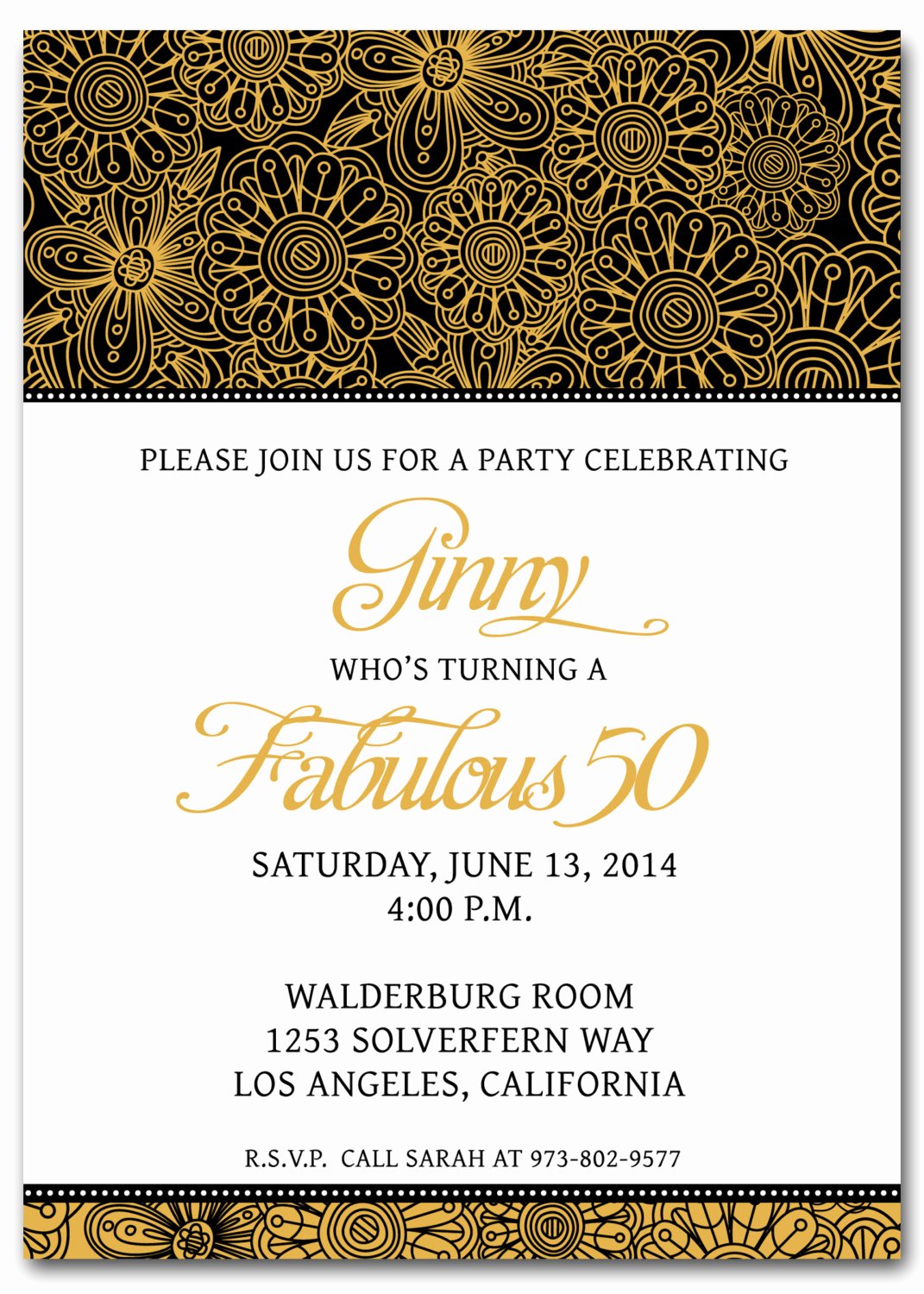 Template for 50th Birthday Invitations Free Printable