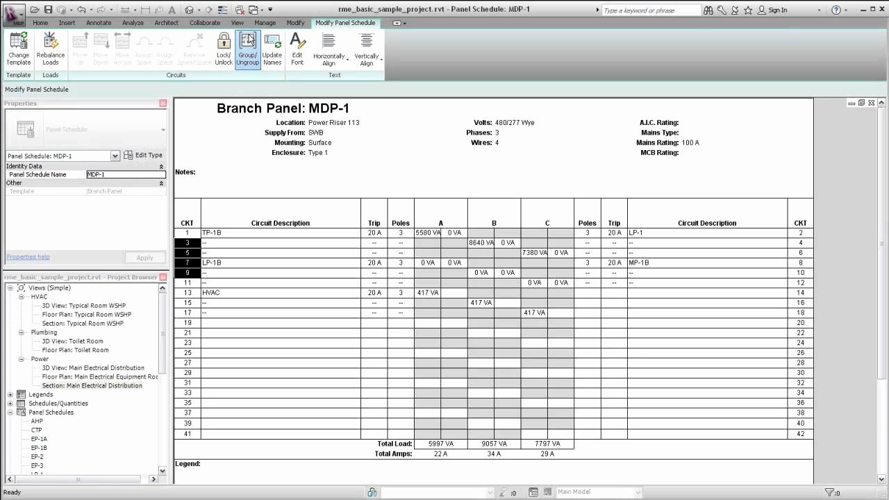 Template for Electrical Panel Schedule Free Programs