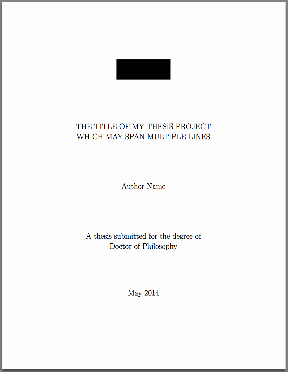Template for Latex Phd thesis Title Page – Texblog
