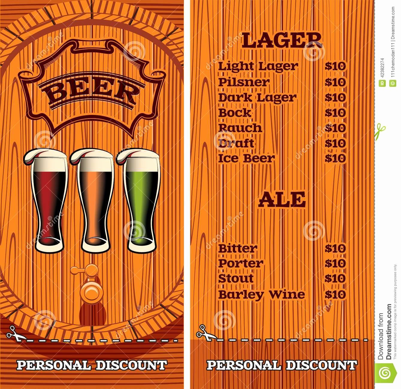 Template for the Cover the Beer Menu Stock Vector