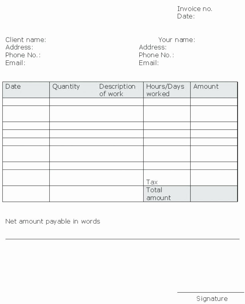 Template Invoice Template Self Employed