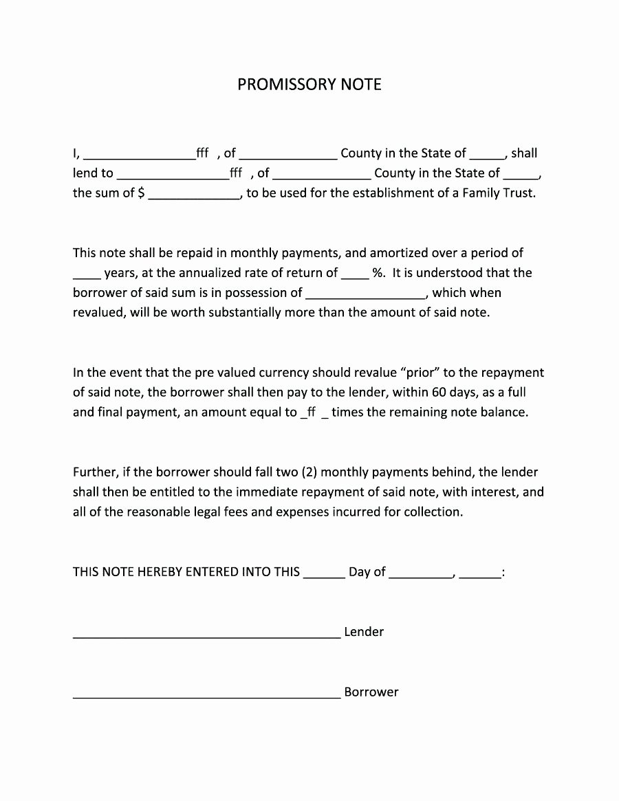 Template Legal Promissory Note Template