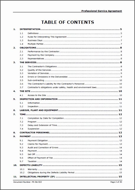 template professional services agreement detailed