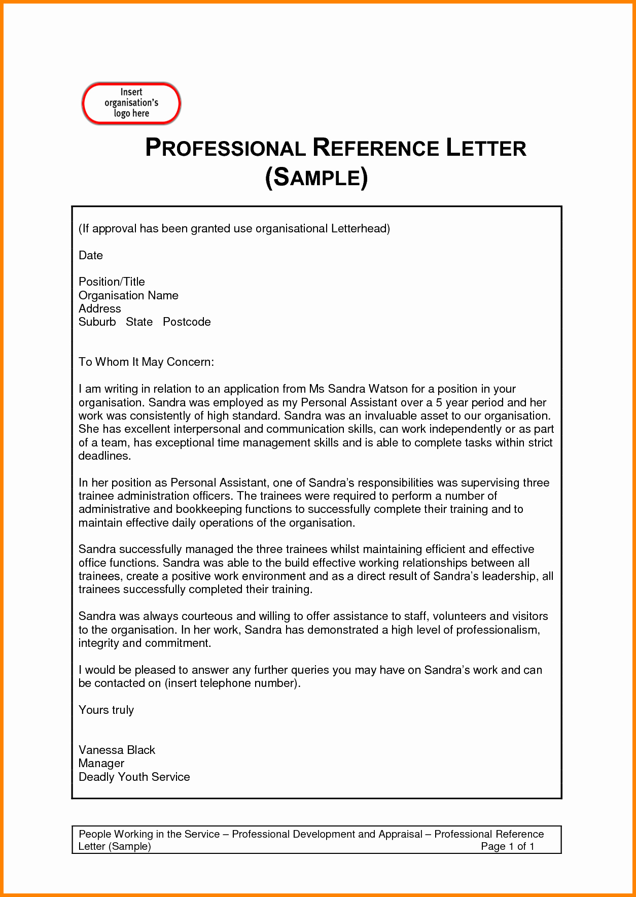 Template Reference Letter E with Sample Invoice