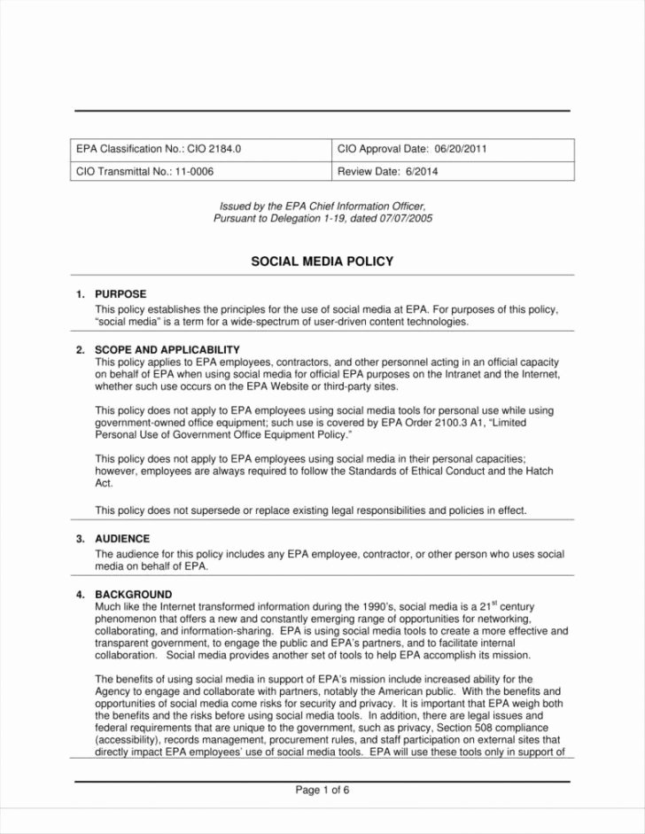 Template social Media Policy Template