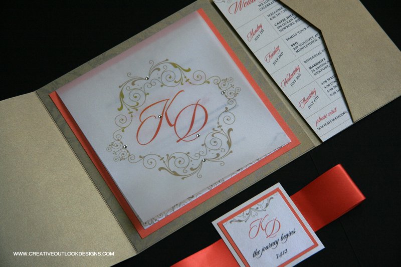 Templates Coral and Gold Wedding Invitations Also Gray and