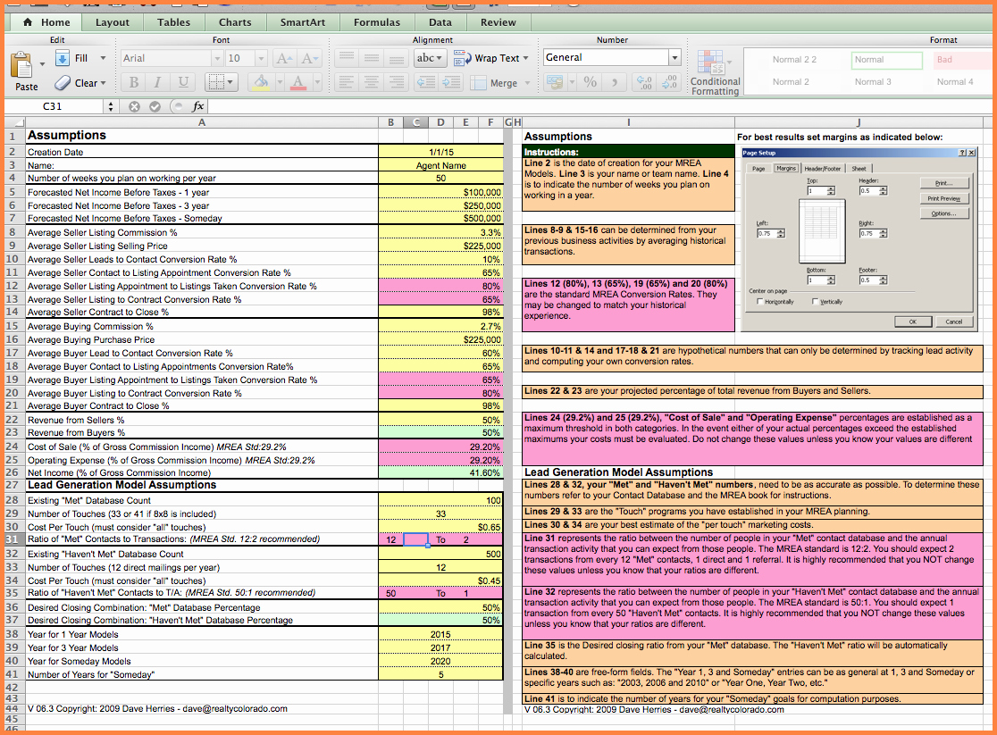 Templates Real Estate Agent Expenses Spreadsheet