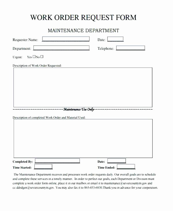 Tenant Maintenance Request form Template Fresh Sample