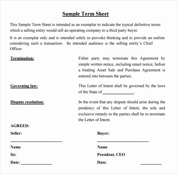 Term Sheet Template 8 Download Free Documents In Pdf