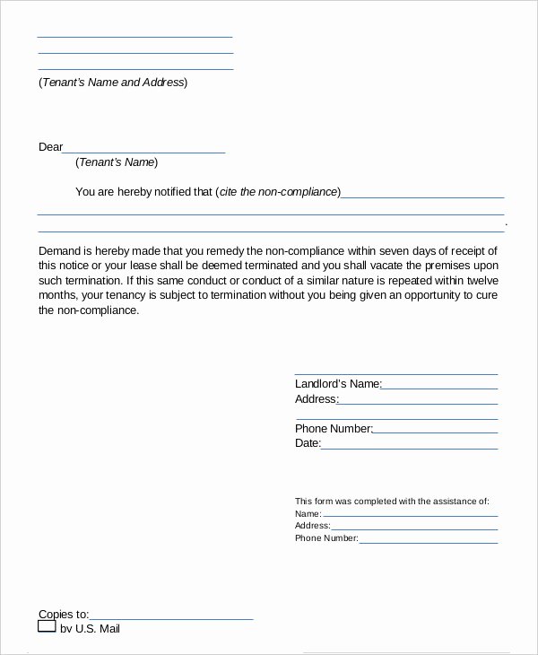 Termination Lease Agreement Letter From Landlord In