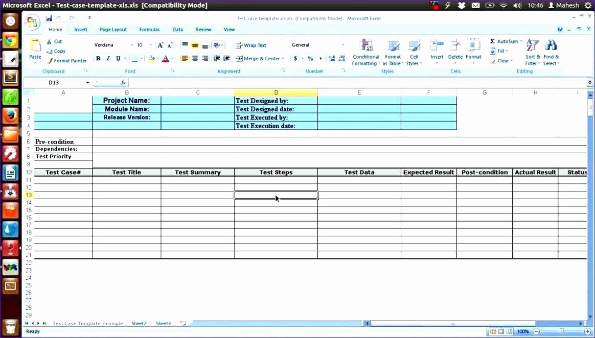 Test Case Template Excel Excel Templates Sample Test Case