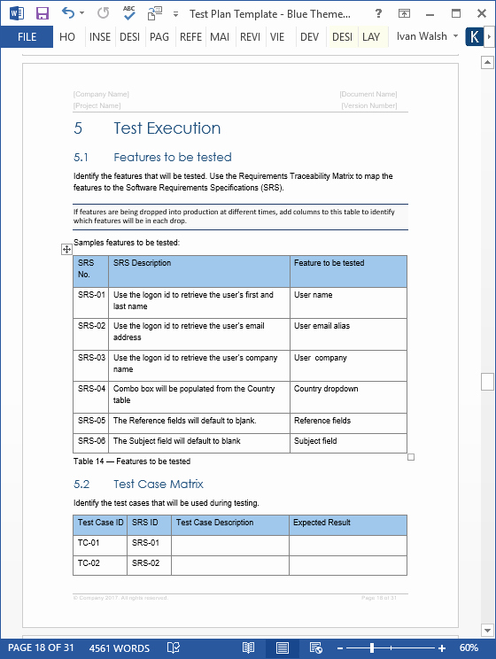 Test Plan – Download Ms Word &amp; Excel Template