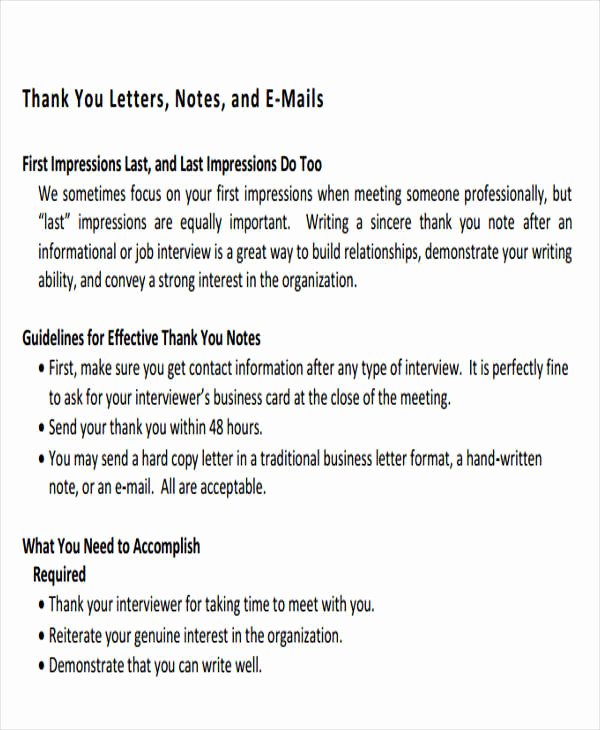 Thank You Letter format